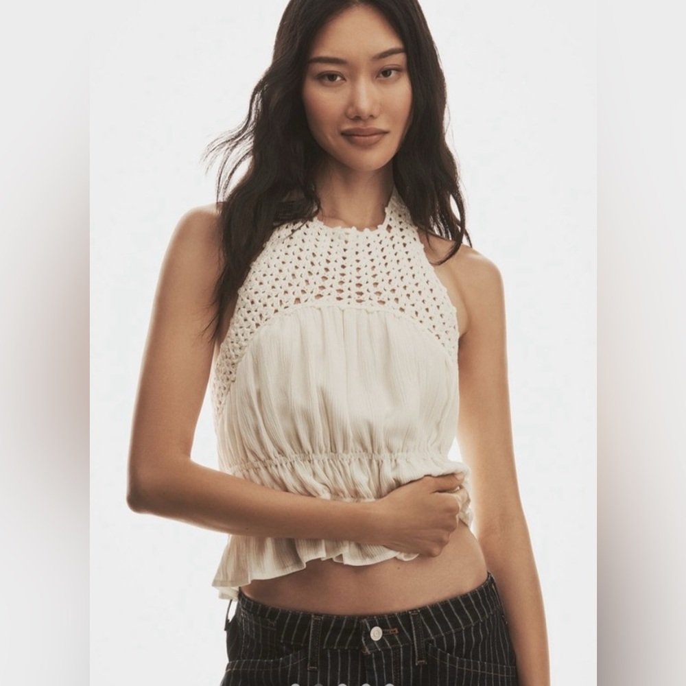 Anthropologie NWT Sarah Hann Ruched Halter Tank Top Size Large